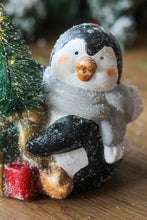 Load image into Gallery viewer, Ceramic Glittery Penguin With LED Light Up Bottle Brush Tree