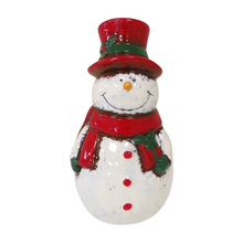 Load image into Gallery viewer, Rustic Look Glazed Ceramic Snowman Ornament