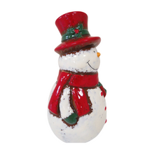 Load image into Gallery viewer, Rustic Look Glazed Ceramic Snowman Ornament