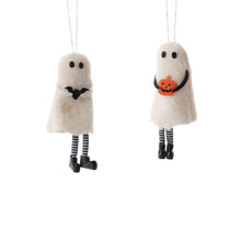 Load image into Gallery viewer, Cute Hanging Felted Wool Ghosts With Dangly Legs - Various Designs