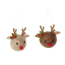 Load image into Gallery viewer, Wool Christmas Reindeer Hanging Decoration - Various Colours