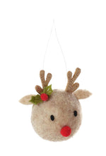 Load image into Gallery viewer, Wool Christmas Reindeer Hanging Decoration - Various Colours