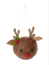 Load image into Gallery viewer, Wool Christmas Reindeer Hanging Decoration - Various Colours