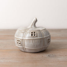 Load image into Gallery viewer, Stoneware Ceramic LED Light Up Pumpkin House
