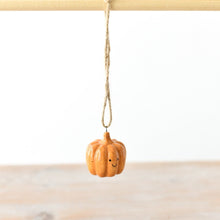 Load image into Gallery viewer, Orange Ceramic Smiling Happy Pumpkin Ornament