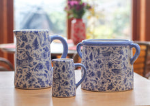 Load image into Gallery viewer, Ceramic Blue & White Flora Fauna Print Indoor Planter