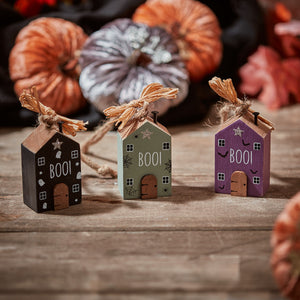 Wooden 'BOO' Hanging House Blocks