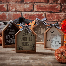 Load image into Gallery viewer, Wooden House Shaped Spooky Plaques - Various Designs