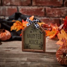 Load image into Gallery viewer, Wooden House Shaped Spooky Plaques - Various Designs
