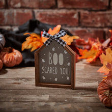 Load image into Gallery viewer, Wooden House Shaped Spooky Plaques - Various Designs