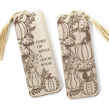 Load image into Gallery viewer, Pumpkin & Mushroom Etched Wooden Bookmarks