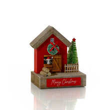 Load image into Gallery viewer, Wooden Christmas House Ornament With Cow & Bottlebrush Tree
