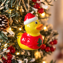 Load image into Gallery viewer, Ceramic Duck With Festive Outfit Ornament