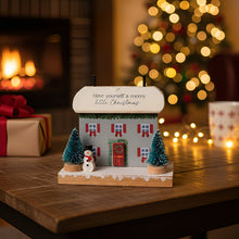 Load image into Gallery viewer, 'Have Yourself A Merry Little Christmas' Wooden Cottage Ornament With Bottlebrush Trees