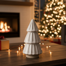 Load image into Gallery viewer, Stoneware Ceramic Ribbed Glazed Christmas Tree Ornament