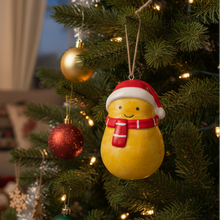 Load image into Gallery viewer, Happy Ceramic Potato Ornament With Santa Hat & Scarf