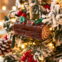 Load image into Gallery viewer, Ceramic Happy Yule Log Ornament
