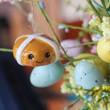 Load image into Gallery viewer, Ceramic Smiling Hot Cross Bun Ornament - Derbyshire Gift Centre