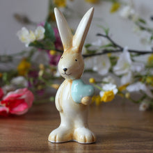 Load image into Gallery viewer, Ceramic Bunny With Blue Heart Ornament