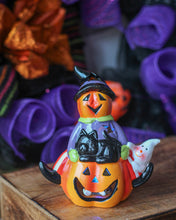 Load image into Gallery viewer, Ceramic LED Multicoloured Light Up Pumpkin Ornament