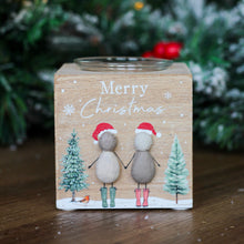 Load image into Gallery viewer, Pebble People Wooden Festive Candle Holders With Glass Insert - Various Designs