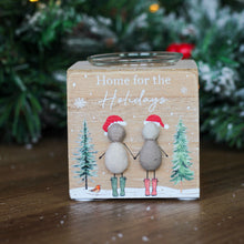 Load image into Gallery viewer, Pebble People Wooden Festive Candle Holders With Glass Insert - Various Designs