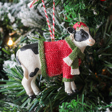 Load image into Gallery viewer, Resin Cow In Festive Clothing Ornament