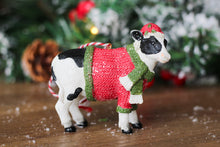 Load image into Gallery viewer, Resin Cow In Festive Clothing Ornament
