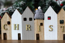 Load image into Gallery viewer, Large Wooden Christmas Block Sign With Knitted Hats