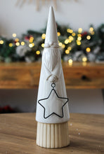 Load image into Gallery viewer, Stoneware Ceramic Natural Glaze Santa Holding Metal Star Ornament - Various Sizes