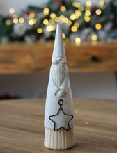 Load image into Gallery viewer, Stoneware Ceramic Natural Glaze Santa Holding Metal Star Ornament - Various Sizes