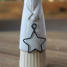 Load image into Gallery viewer, Stoneware Ceramic Natural Glaze Santa Holding Metal Star Ornament - Various Sizes