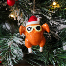 Load image into Gallery viewer, Ceramic Christmas Turkey Ornament With Santa Hat & Sunglasses