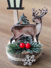 Load image into Gallery viewer, Laser Cut Festive Stag & Robin Ornament On Wooden Block - Derbyshire Gift Centre
