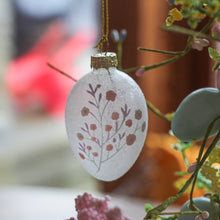 Load image into Gallery viewer, Frosted Glass Egg Ornament With Floral Print - Derbyshire Gift Centre