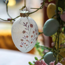 Load image into Gallery viewer, Frosted Glass Egg Ornament With Floral Print
