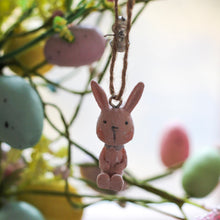 Load image into Gallery viewer, Mini Hanging Bunny With Bells Easter Tree Decoration