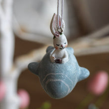 Load image into Gallery viewer, Resin Hanging Bunny In Airplane or Boat Ornament - Various Colours