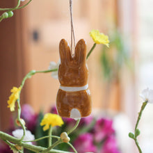 Load image into Gallery viewer, Ceramic Bunny Shaped Hot Cross Bun Hanging Ornament - Derbyshire Gift Centre