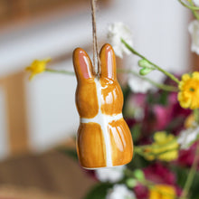 Load image into Gallery viewer, Ceramic Bunny Shaped Hot Cross Bun Hanging Ornament - Derbyshire Gift Centre