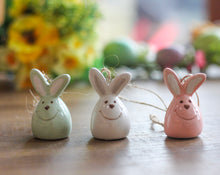 Load image into Gallery viewer, Small Ceramic Sitting Bunny Ornament - Soft Green - Derbyshire Gift Centre
