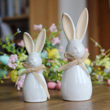 Load image into Gallery viewer, Ceramic Rabbit With Hessian Bow in Natural Glaze - Various Sizes