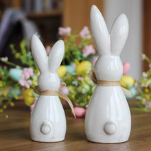 Load image into Gallery viewer, Ceramic Rabbit With Hessian Bow in Natural Glaze - Various Sizes