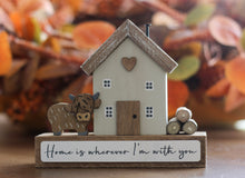 Load image into Gallery viewer, Highland Cow Wooden House Block Ornament