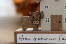 Load image into Gallery viewer, Highland Cow Wooden House Block Ornament