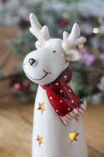 Load image into Gallery viewer, Ceramic LED Light Up Reindeer Decoration With Cut Out Stars