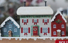 Load image into Gallery viewer, Wooden 'Holly Lane' Festive Street Ornament With Bottlebrush Trees