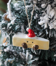 Load image into Gallery viewer, Festive Brie With Santa Hat Ornament