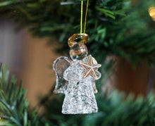 Load image into Gallery viewer, Handblown Glass Angel With Gold Star & Halo Christmas Tree Ornament