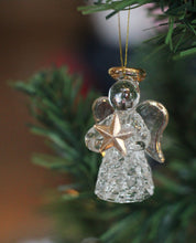 Load image into Gallery viewer, Handblown Glass Angel With Gold Star & Halo Christmas Tree Ornament